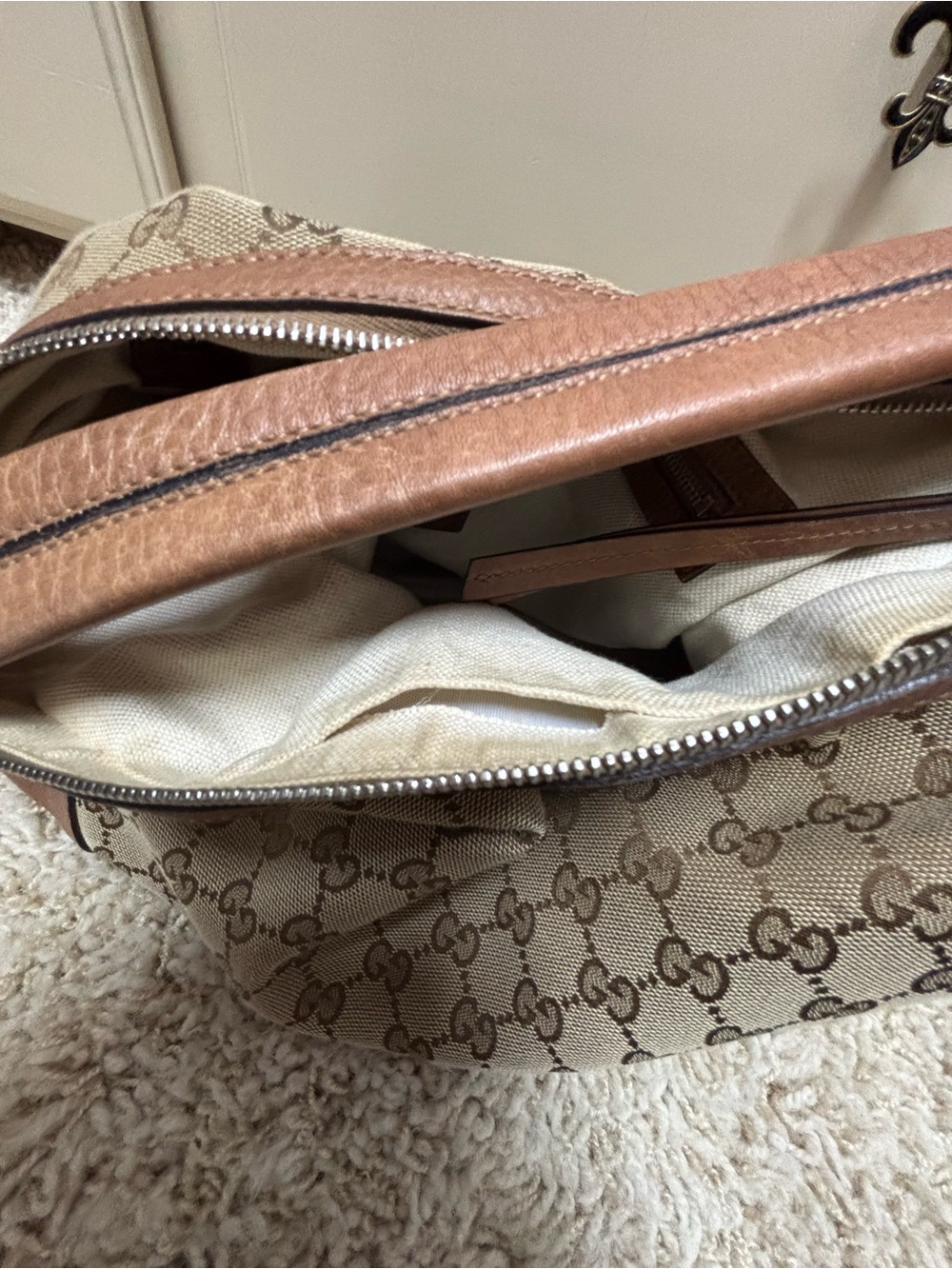 Gucci Beige and Brown GG Canvas Hobo Bag - Picture 7 of 16